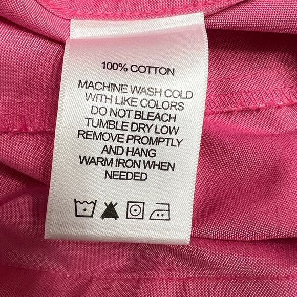 Foxcroft Womens Button Front Top Size 8 Fitted Red Pink Non Iron 3/4 Sleeve - Picture 11 of 13